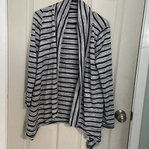 grey and black striped cardigan